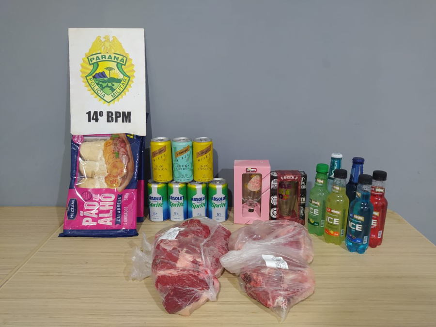 Mulheres são detidas após furtarem carnes, bebidas e outros produtos em supermercado de São Miguel do Iguaçu