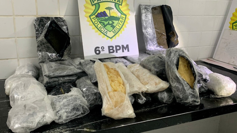 28 kg — R$ 2 milhões: PM apreende carregamento milionário de haxixe marroquino e Ice na BR-277 em Cascavel